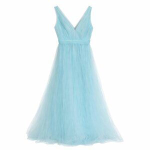 Alice + Olivia “Joss” Tulle Gown – Size 6 – Ethereal Blue Sleeveless Maxi Dress